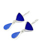 Dark Cobalt & Blue Sea Glass Double Drop Earrings