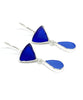 Dark Cobalt & Blue Sea Glass Double Drop Earrings