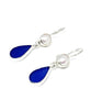 Cobalt Blue Sea Glass with Pearl Earrings