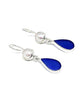 Cobalt Blue Sea Glass with Pearl Earrings