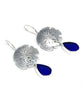 Cast Sterling Sand Dollar with Cobalt Sea Glass Double Drop Earrings