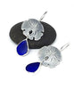 Cast Sterling Sand Dollar with Cobalt Sea Glass Double Drop Earrings