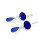 Oval Cobalt & Blue Drop Sea Glass Double Drop Earrings