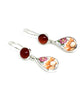 Orange Flower Vintage Pottery & Carnelian Double Drop Earrings
