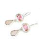 Pink Floral Vintage Pottery & Pink Sea Glass Double Drop Earrings
