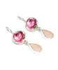 Pink Rose Vintage Pottery & Pink Sea Glass Double Drop Earrings