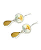 Yellow Flower Vintage Pottery & Amber Sea Glass Double Drop Earrings