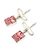 Red and White Vintage Pottery with White Biwa Pearl Double Drop Earrings
