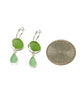 Green and Light Green  Sea Glass Double Drop Earrings