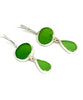 Shades of Green Sea Glass Double Drop Earrings