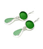 Green and Aqua Sea Glass Double Drop Earrings