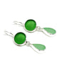 Green and Aqua Sea Glass Double Drop Earrings
