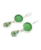 Green Sea Glass & Bold Vintage Pottery Double Drop Earrings
