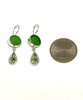 Green Sea Glass & Bold Vintage Pottery Double Earrings