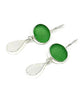 Green & Clear Sea Glass Double Drop Earrings