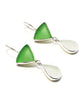 Green and Clear Sea Glass Double Drop Earrings