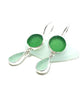 Bright Green & Soft Aqua Sea Glass Double Drop Earrings