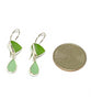 Bright Green & Aqua Sea Glass Double Drop Earrings