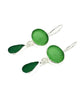 Green & Dark Green Sea Glass Double Drop Earrings