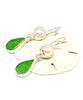 Green Sea Glass with Pearl Earrings Double Drop Earrings
