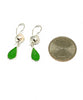Green Sea Glass with Pearl Earrings Double Drop Earrings