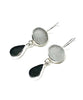 Light Gray & Dark Gray Sea Glass Double Drop Earrings