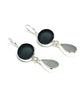 Dark Gray & Gray Sea Glass Double Drop Earrings
