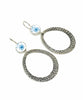 Aqua Floral Vintage Pottery Hoop Earrings