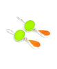 Lime Green and Orange Stained Glass Double Drop Earrings