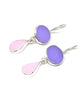 Lavender & Pink Stained Glass Double Drop Earrings