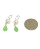 Light Bright Green Sea Glass with Pearl Earrings Double Drop Earrings