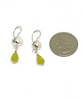 Light Olive Green Sea Glass with Pearl Earrings Double Drop Earrings