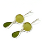Shades of Olive Sea Glass Double Drop Earrings
