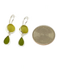 Shades of Olive Sea Glass Double Drop Earrings