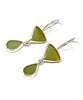Olive & Sage Green Sea Glass Double Drop Earrings