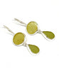 Chartreuse & Light Olive Sea Glass Double Drop Earrings