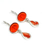 Orange Stained Glass with Bold Orange & White Vintage Pottery Double Drop Earrings