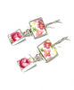 Pink Flowers Vintage Pottery Double Drop Earrings