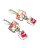 Pink Flowers Vintage Pottery Double Drop Earrings