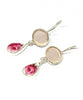 Pink Sea Glass with Rose Vintage Pottery Double Drop Earrings