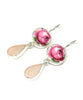 Pink Rose Vintage Pottery & Pink Sea Glass Double Drop Earrings