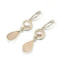 Pink Sea Glass with Pearl Earrings Double Drop Earrings