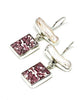 Purple and White Vintage Pottery with White Biwa Pearl Double Drop Earrings