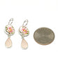 Pink Flower Vintage Pottery with Pink Sea Glass Double Drop Earrings