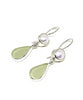 Light Sage Sea Glass with Pearl Earrings Double Drop Earrings
