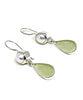 Light Sage Sea Glass with Pearl Earrings Double Drop Earrings