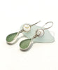 Sage Green Sea Glass with Shiva Shell Earrings