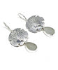 Cast Sterling Sand Dollar with Light Grey Sea Glass Double Drop Earrings