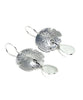 Cast Sterling Sand Dollar with Clear Sea Glass Double Drop Earrings