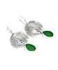 Cast Sterling Sand Dollar with Green Sea Glass Double Drop Earrings